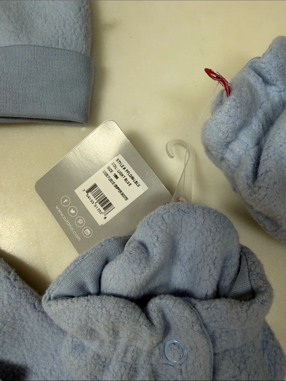 Zutano bundle Light Blue Fleece Hat, Pants & Gripper Mittens Set